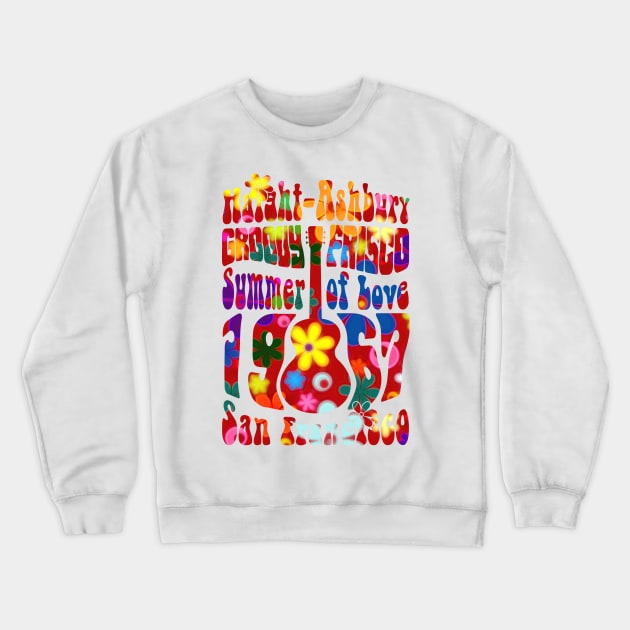 60s 70s Retro Flower Power - Groovy Frisco 2 Crewneck Sweatshirt by EDDArt